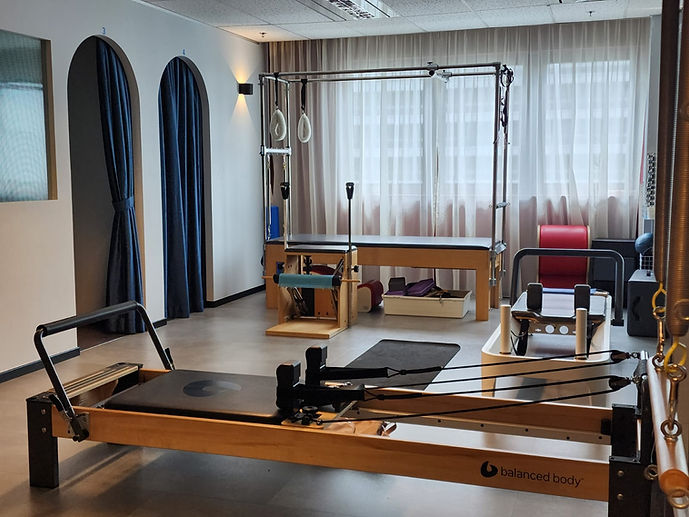 Pilates sudio with reformers, tower system, Cadillac and Wunda chair