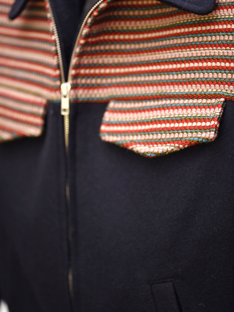 Miniaturbild: The Kurt - Navy Blue Wool Melton Stripes