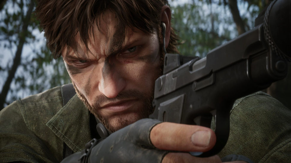 Comparison shot of Snake from the original Metal Gear Solid 3 and the Delta remake, showing visual improvements in character detail, camouflage, and jungle environment.