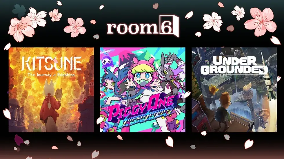 room6 indie showcase at Gamescom 2025 with titles like Kitsune: The Journey of Adashino, UNDERGROUNDED, and Piggy One Super Spark.
