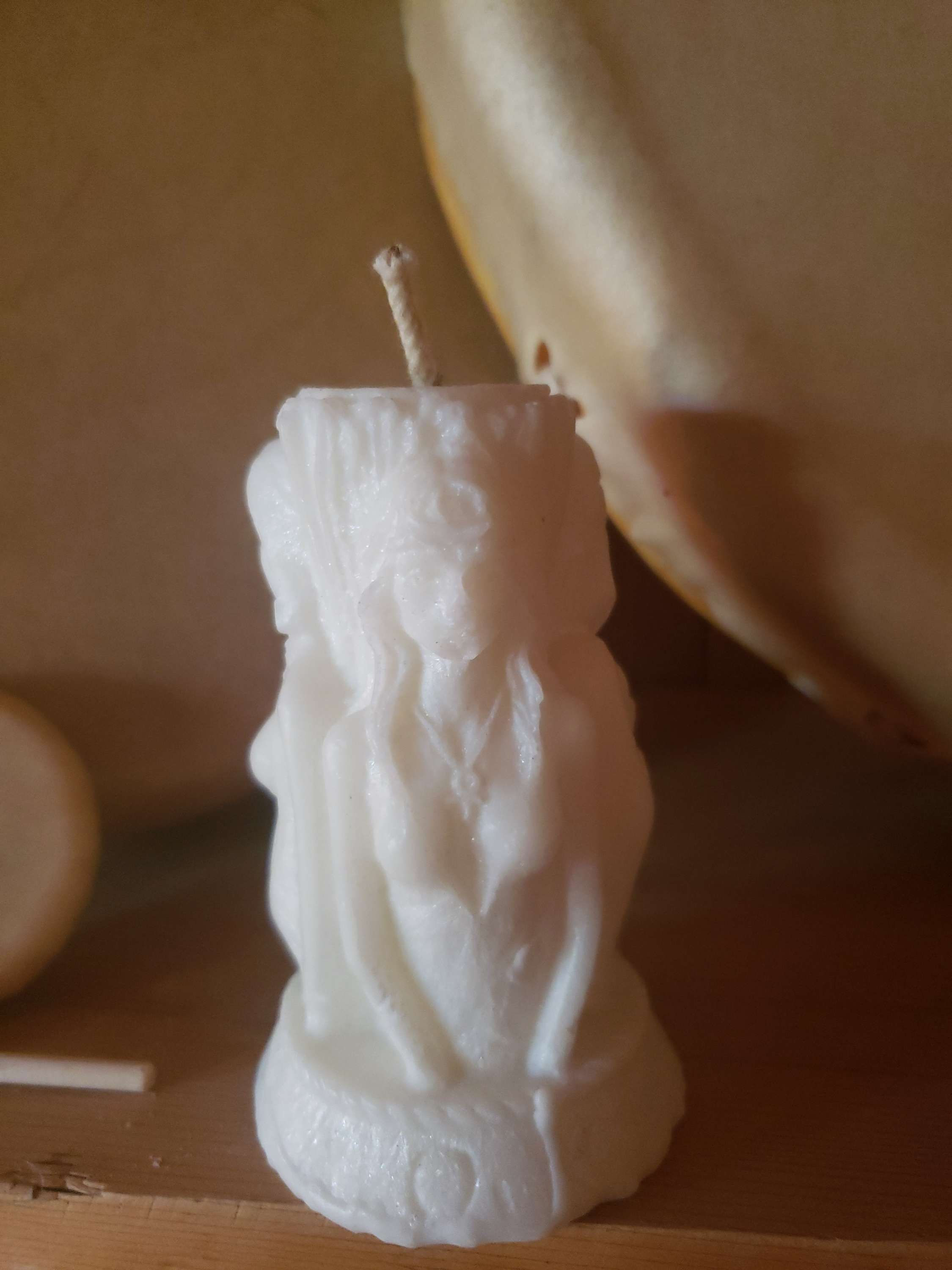 Palm Wax Maiden Mother Crone Candle - white 