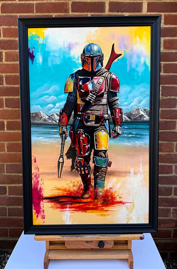 Original art, Oil painting, Acrylic painting, Star wars, Mandalorian Art, for sale, Wall Art & Decor, Artist Michael Rose