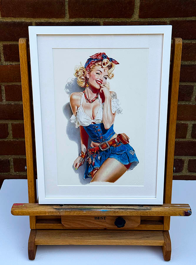 Original art, Colour pencil Art, Pinup girl Art, for sale, Wall Art & Decor, Artist Michael Rose