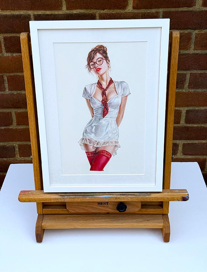 Thumbnail: Original art, Colour pencil Art, Pinup girl Art, for sale, Wall Art & Decor, Artist Michael Rose