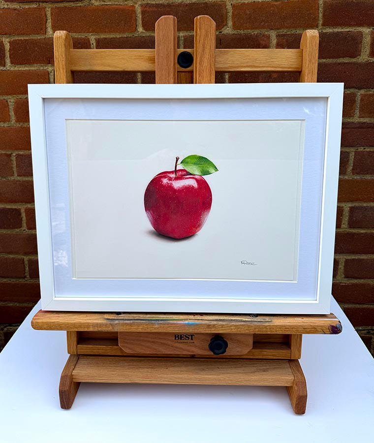 Original art, 3D Colour pencil Art, Apple Art, for sale, Wall Art & Decor, Artist Michael Rose