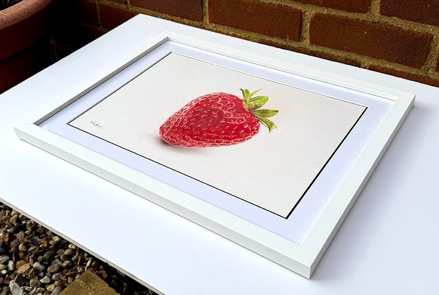 Original art, 3D Colour pencil Art, Strawberry Art, for sale, Wall Art & Decor, Artist Michael Rose