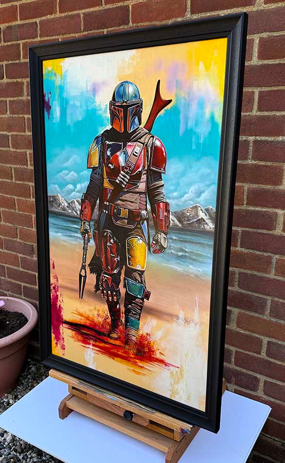 Original art, Oil painting, Acrylic painting, Star wars, Mandalorian Art, for sale, Wall Art & Decor, Artist Michael Rose