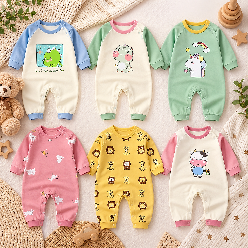 Little Doodles Baby Cotton Romper front view