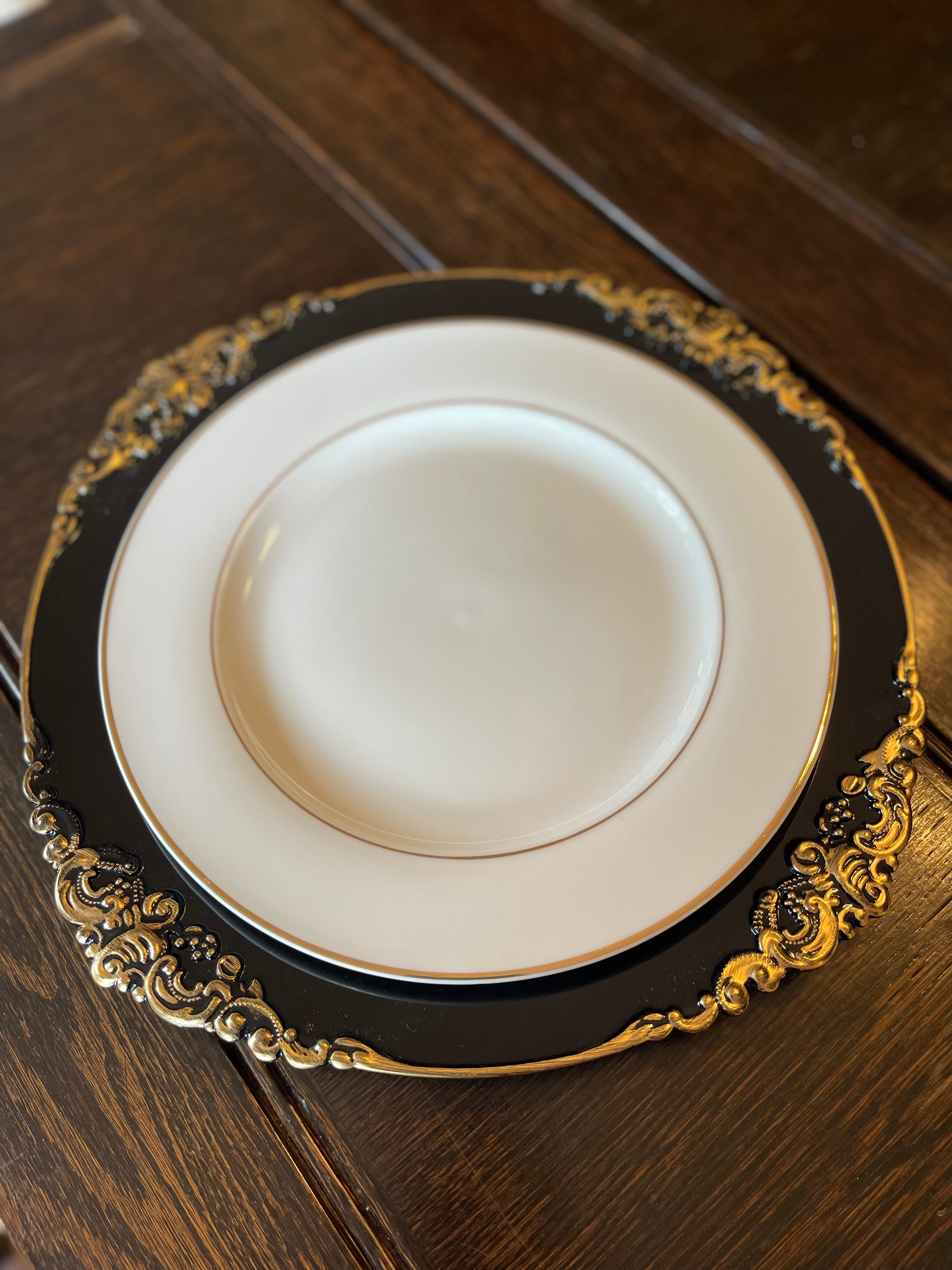 Black with Gold Plate Chargers