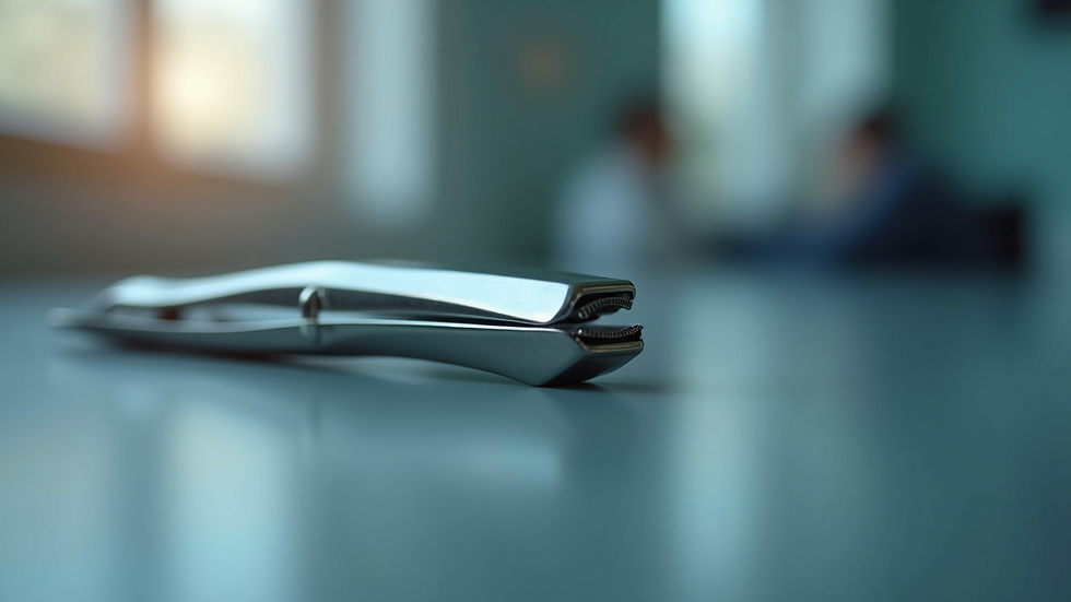 Close-up view of a stainless steel podiatry nail clipper