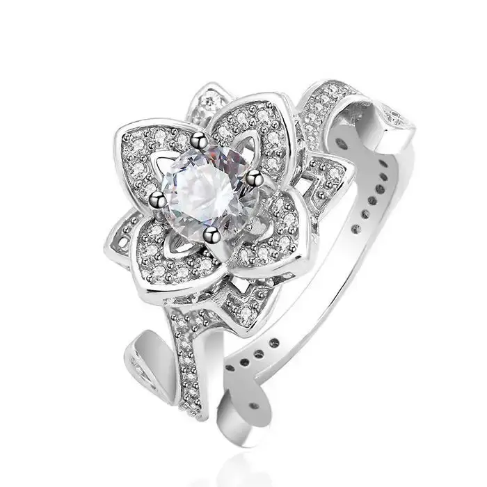Bague cloutée fleur pop-up en argent S925