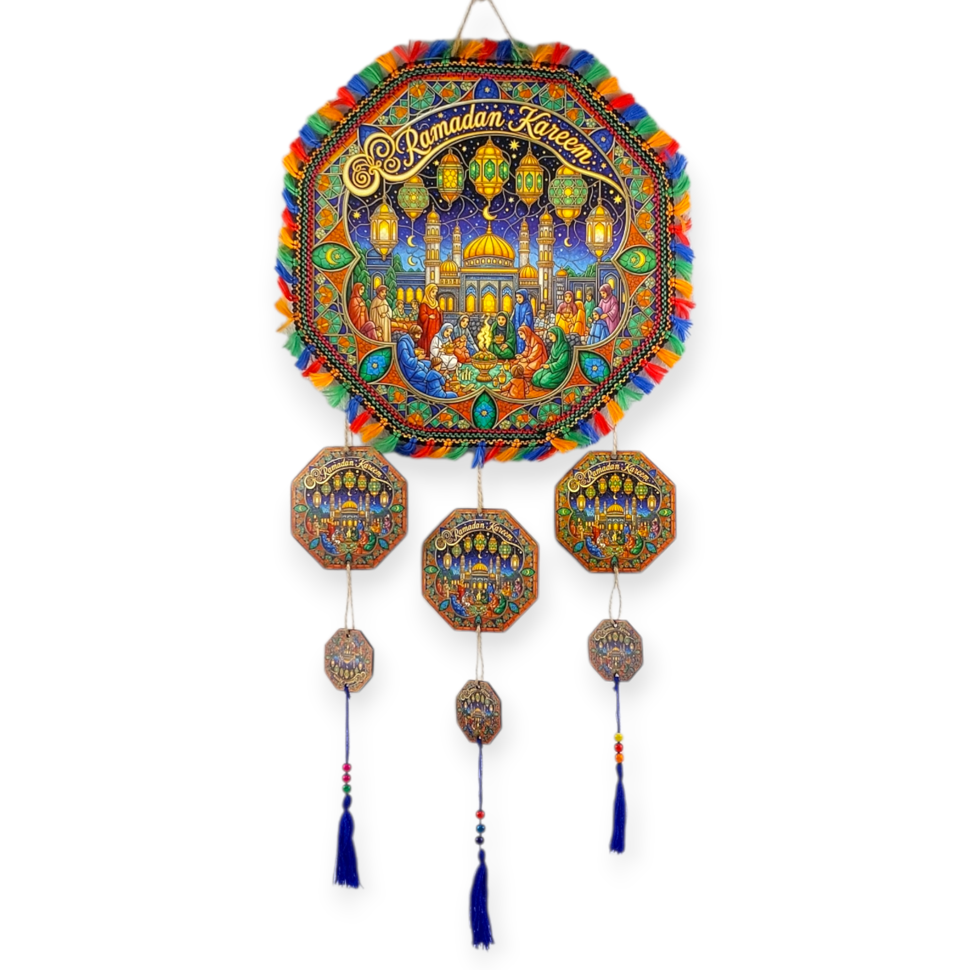 Multicolor Wooden Ramadan Hanging For Wall Decoration-016