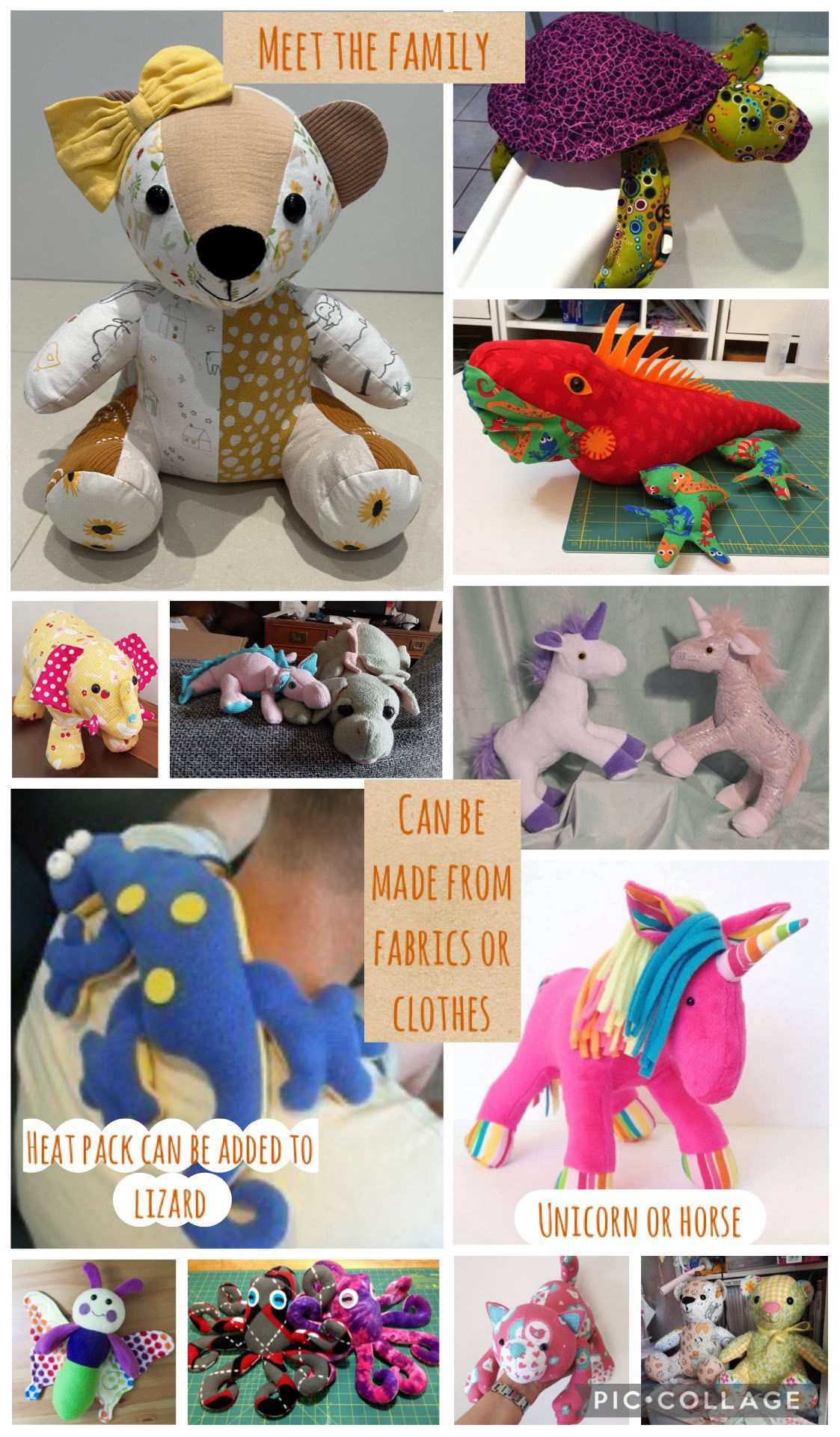 Handmade memory animals - more a available 