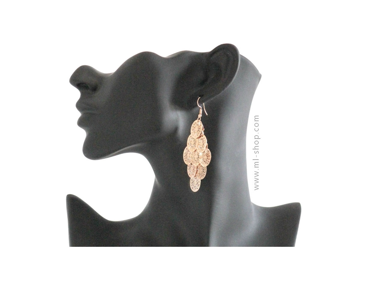 Boucles d'oreilles pampilles ovales motifs fleurs F36