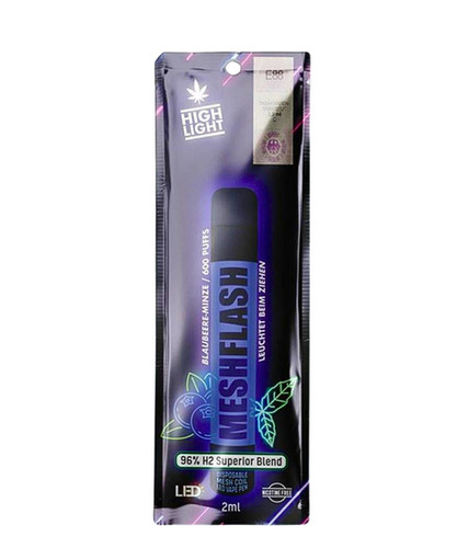 Vapes Mesh Flash Blaubeere-Minze H2 Superior – LED Vape ohne Nikotin & THC 