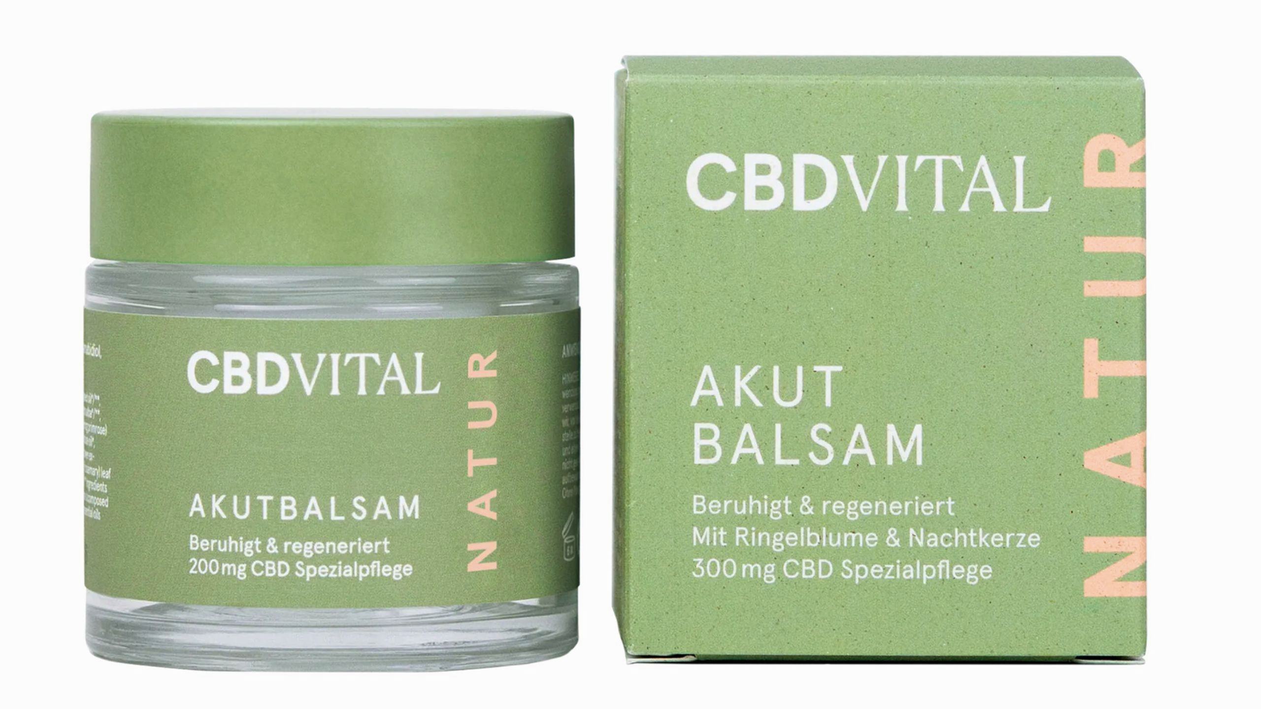 Produktverpackung des CBD Akutbalsams mit Ringelblume und Nachtkerze – Naturkosmetik mit Ecogea-Siegel