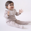 Thumbnail: Rapife Taupe Stripe Frill Bib jumper and footed trouser set