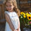 Thumbnail: Deolinda Chantily dress in white with sandy beige trims and smock