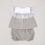 Thumbnail: Rapife beige linen blend short set with a white squared chest collar trimmed by white lace