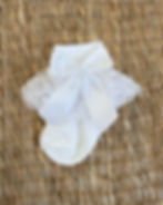 Little lambs handmade white lace frill ankle socks with bows and pearls