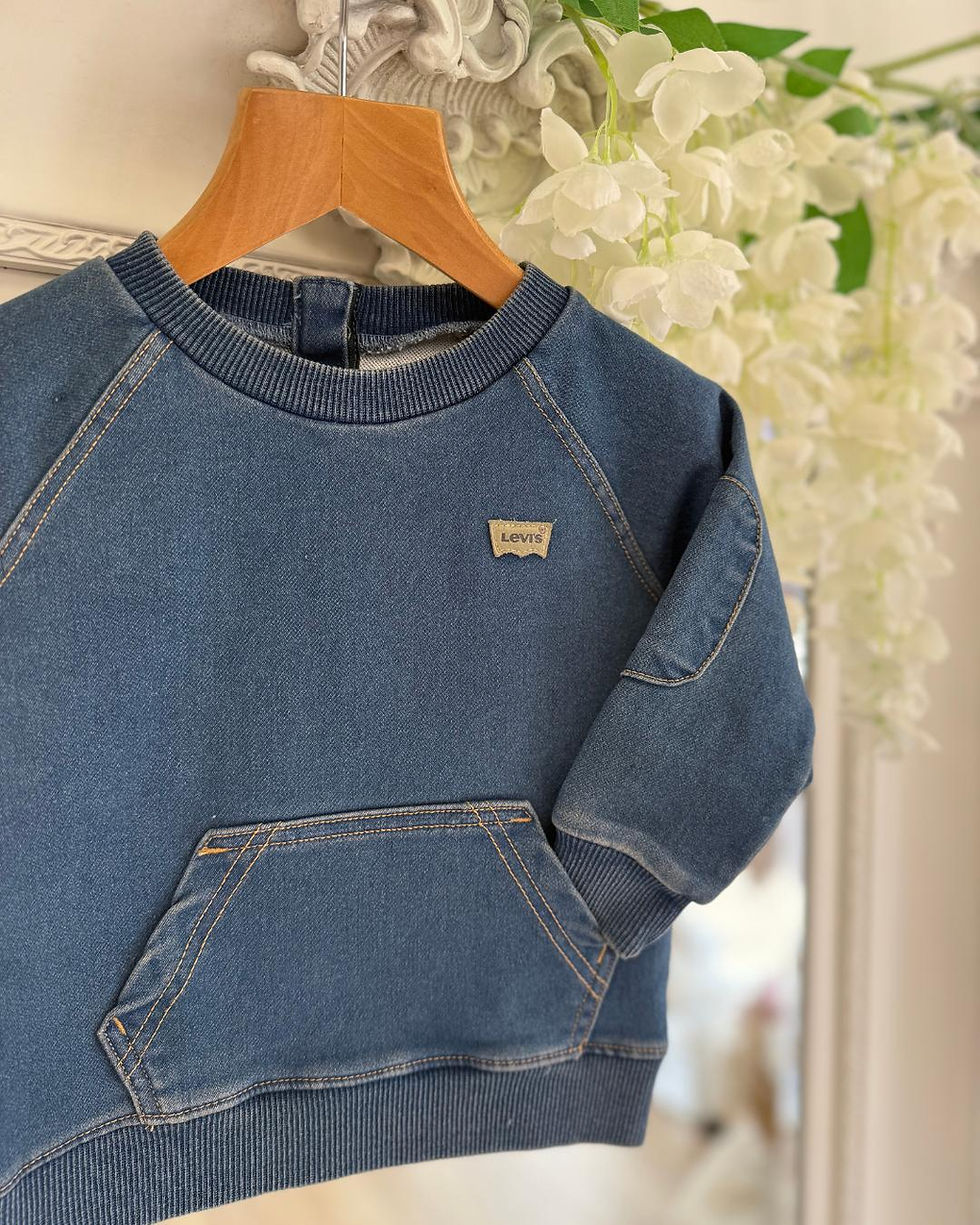 Levi's denim toddler jumper with contrasting tan stitch