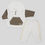 Thumbnail: Rapife white hooded jog set with brown herringbone sleeves and front pocket