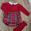 Thumbnail: Tutto Piccolo tartan and red knit top romper with a white collar and red tights