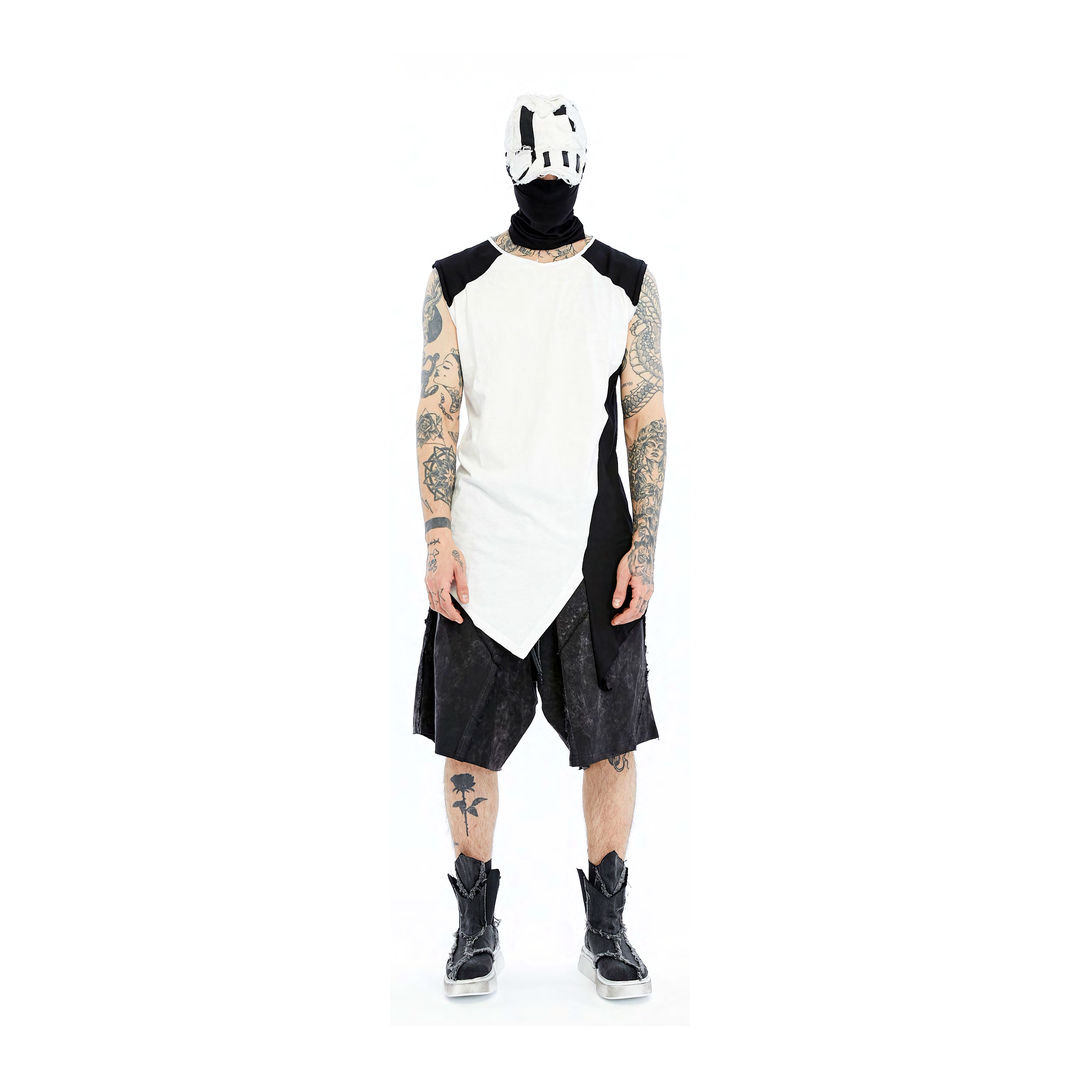 Asymmetric Tshirt WHITE BLACK