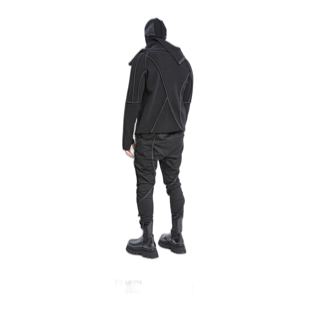 BROKEN LINE ZIP-UP TOP BLACK