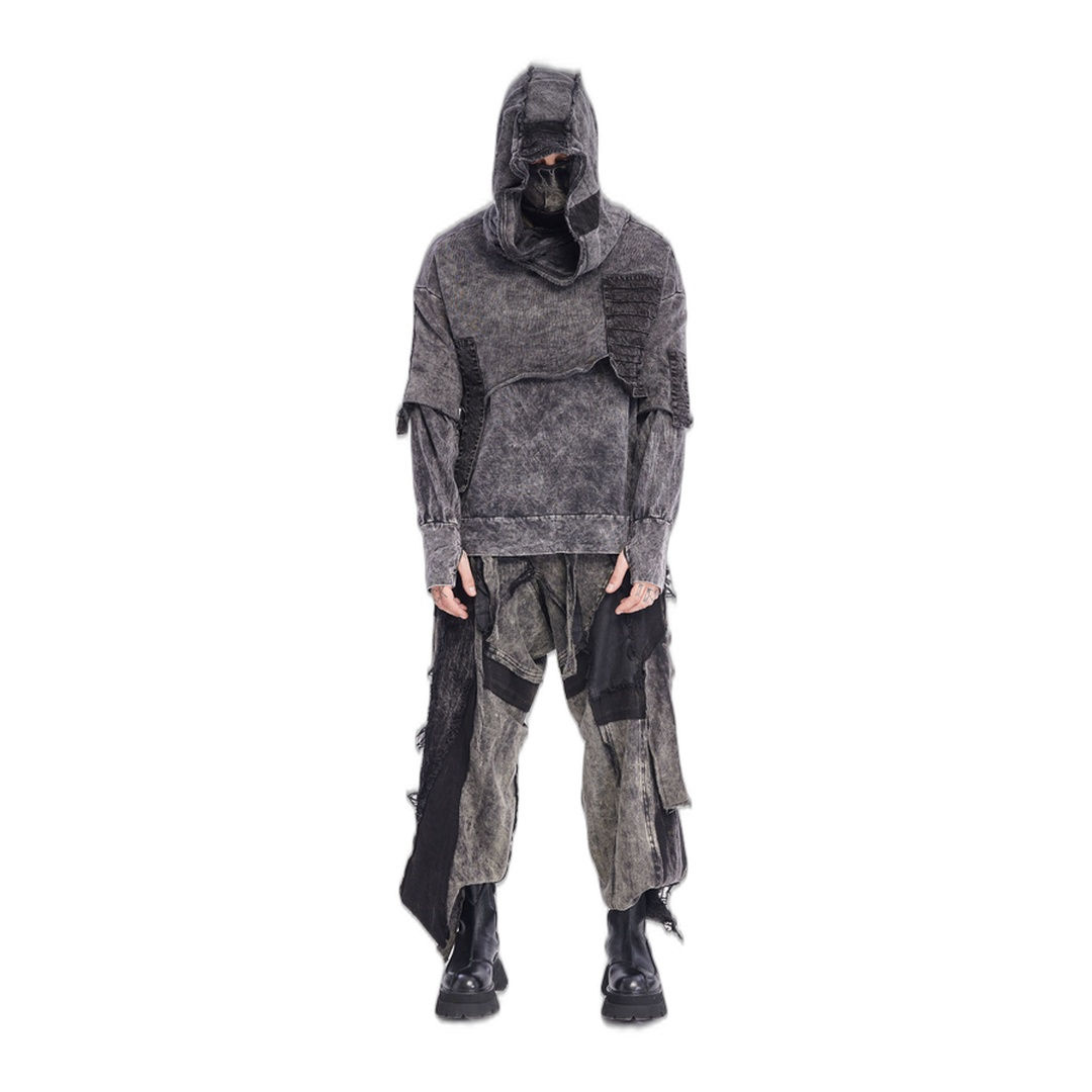DOUBLE FLAP HOODIE ACID BLACK