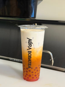 Aura Bobatea drink with layered tea and boba, ready to enjoy.
