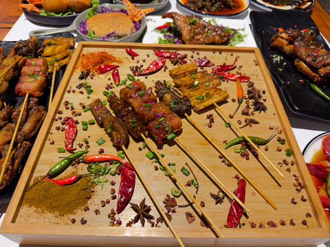 Spicy meat skewers with chili and star anise