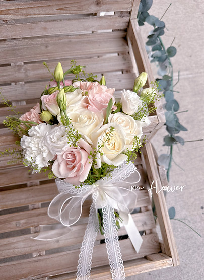 Pink and white rose and carnation bouquet