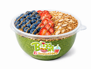 Bliss Bowl & Smoothies with green base, blueberries, strawberries, granola, almonds
