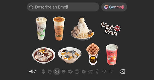 Various delicious desserts and drinks from Meet Fresh, with text overlay.