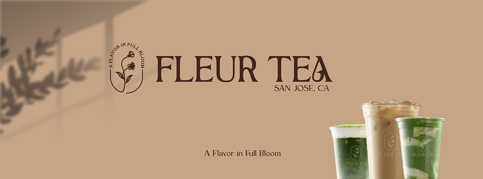 Fleur Tea logo, San Jose, CA. Iced green and milk teas.
