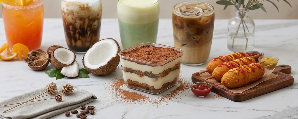 Tiramisu dessert with cocoa, iced coffee, and coconut
