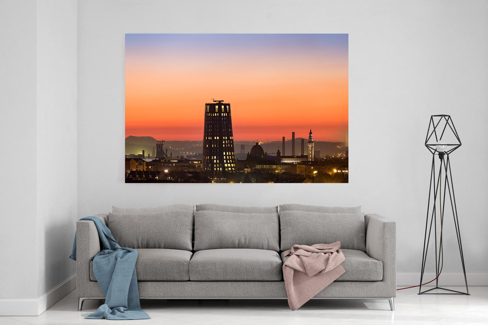 Skyline de Charleroi au coucher du soleil