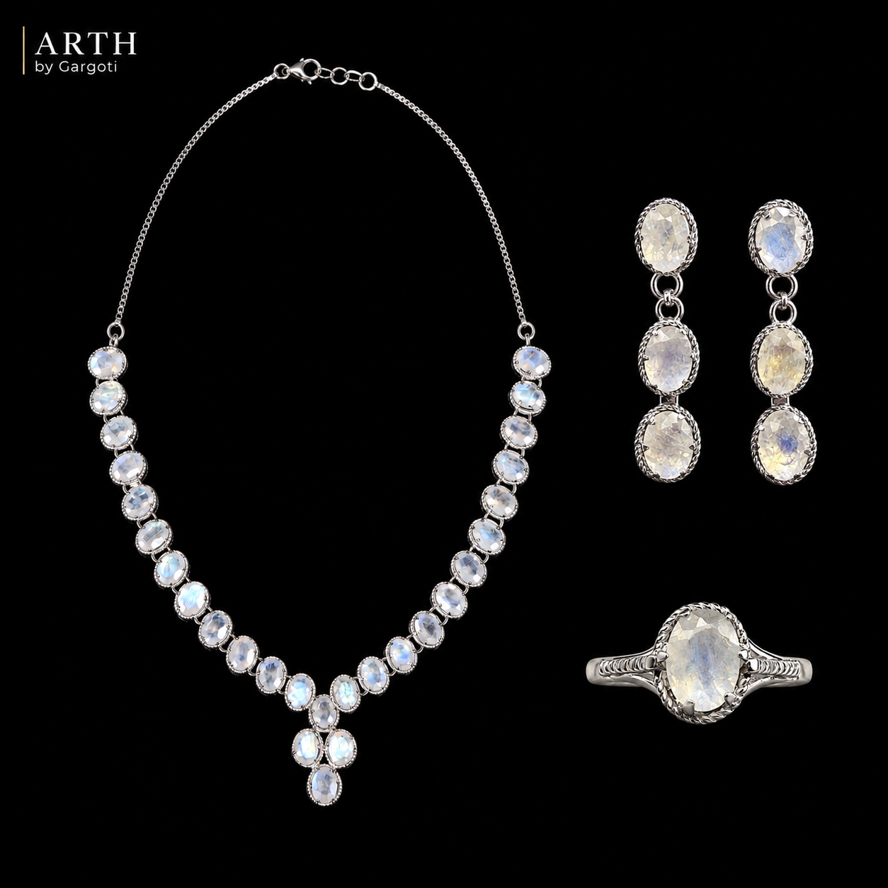 Celestial Rainbow Moonstone Jewellery Set
