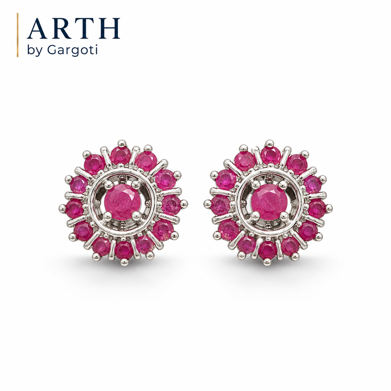 Ruby Bloom Stud Earrings in 92.5 Sterling Silver