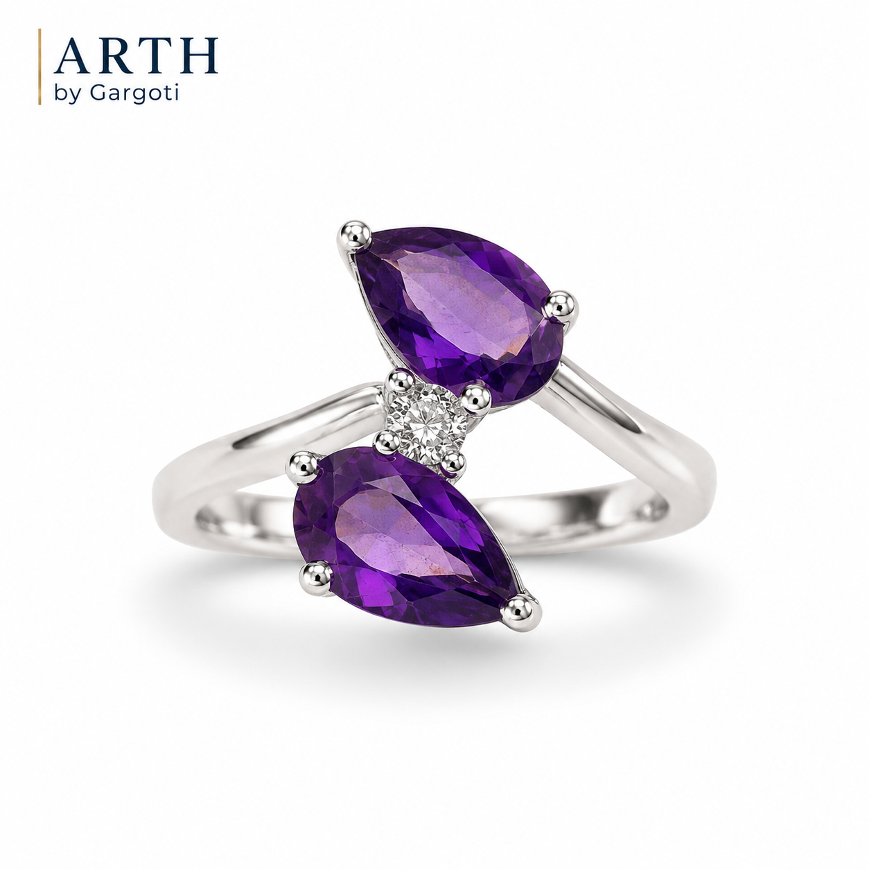 Amethyst Double Marquise Sterling Silver Ring
