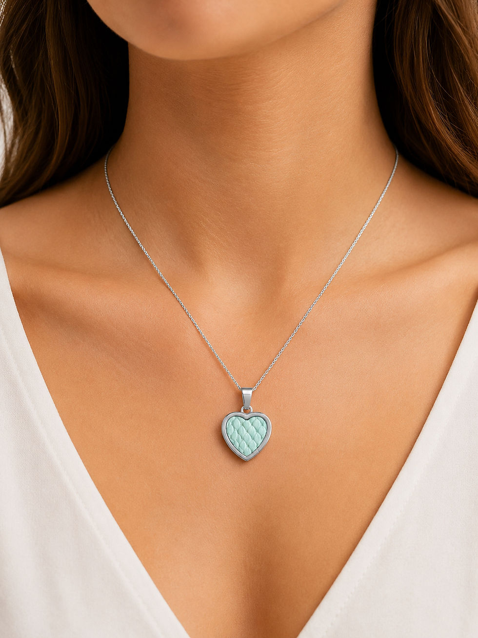 Thumbnail: Annie® Python Petite Heart Necklace-Mint