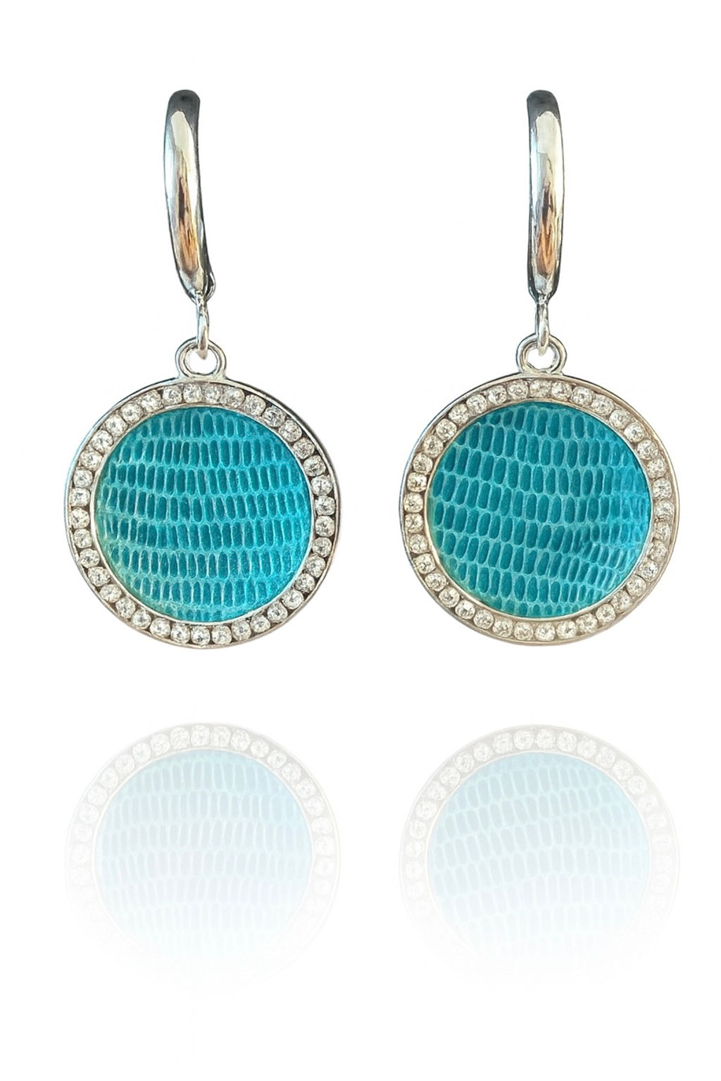 Round Crystal Earrings - Teal