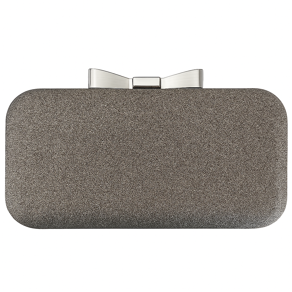 Glitter Minaudière with Gold Bow Clasp-Gunmetal