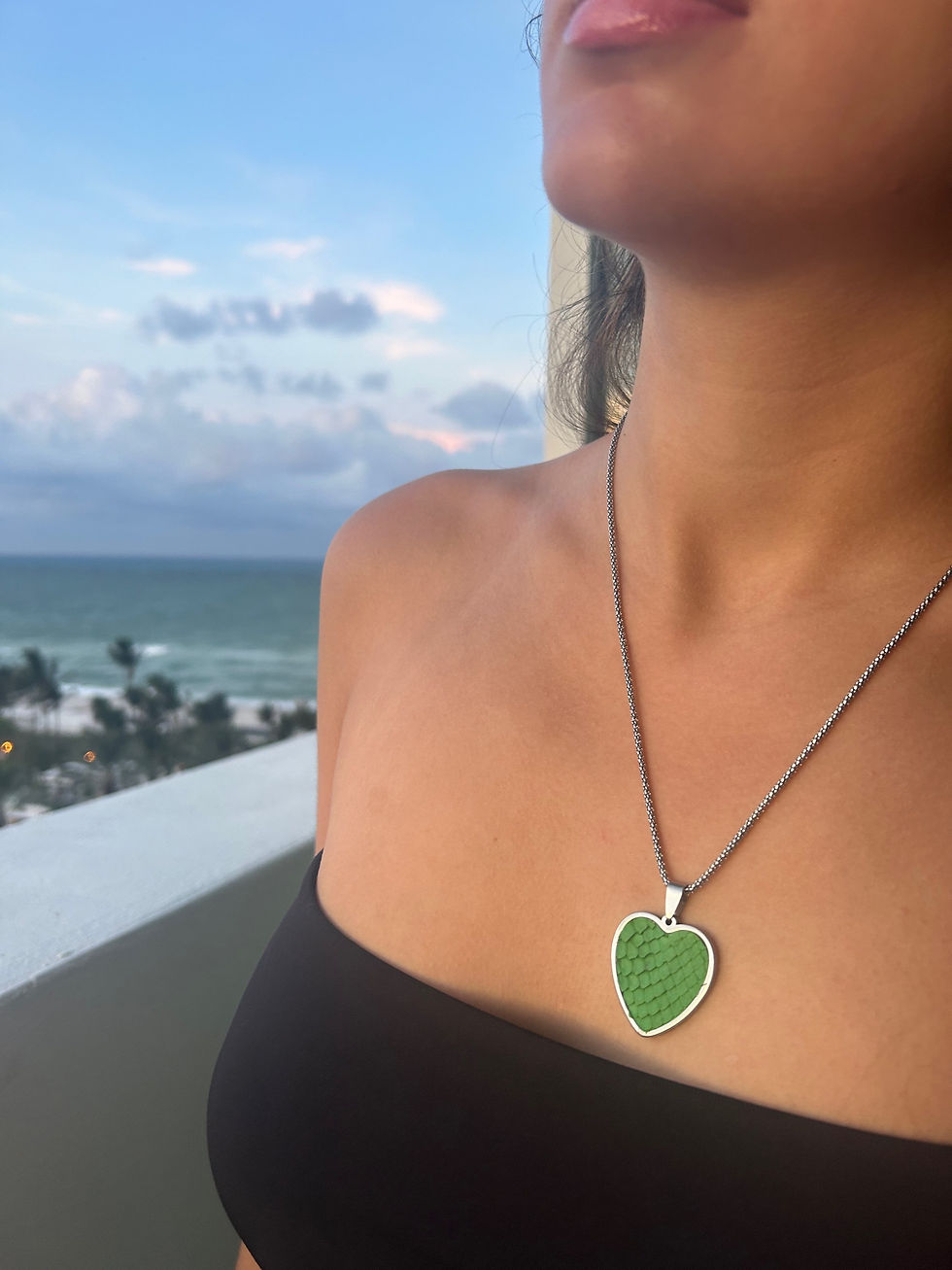 Thumbnail: Annie® Python Heart Necklace - Green