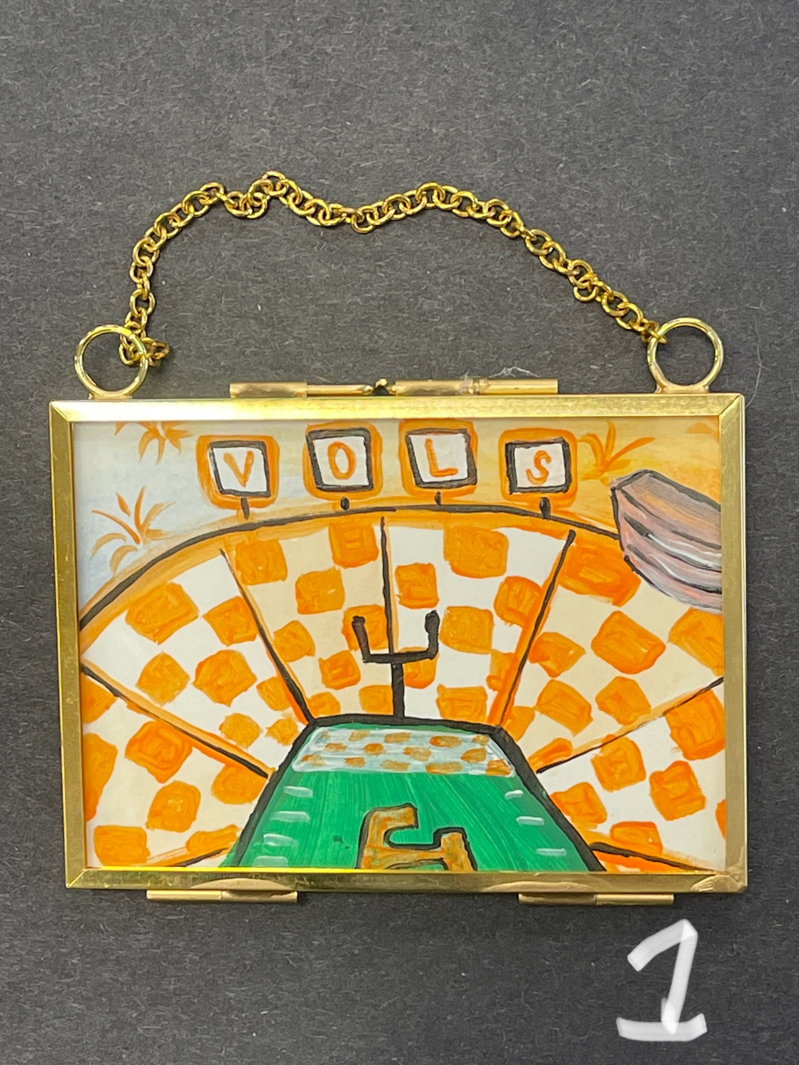 Orange and White Stadium Ornament