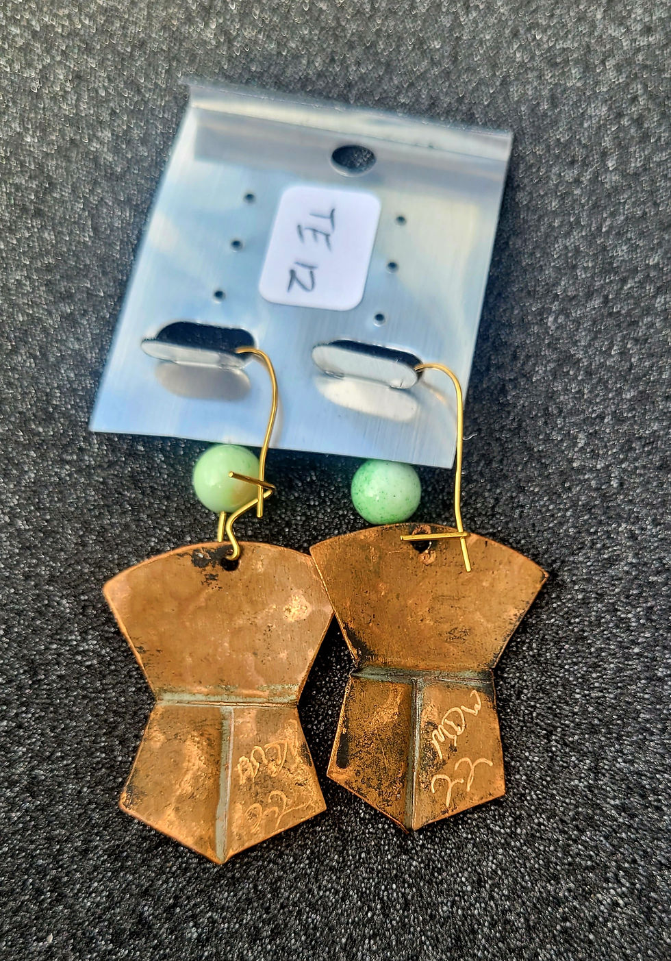 Thumbnail: Tinaa Earrings, Dimpled W/ Stone Beads