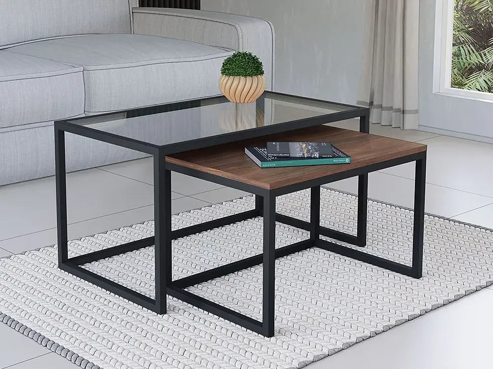 mesinha madeira e vidro