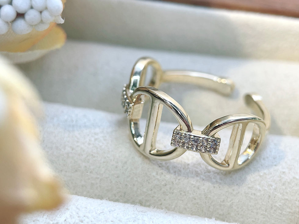 Thumbnail: Classic Gold Plated small cubic zircon chain link Ring