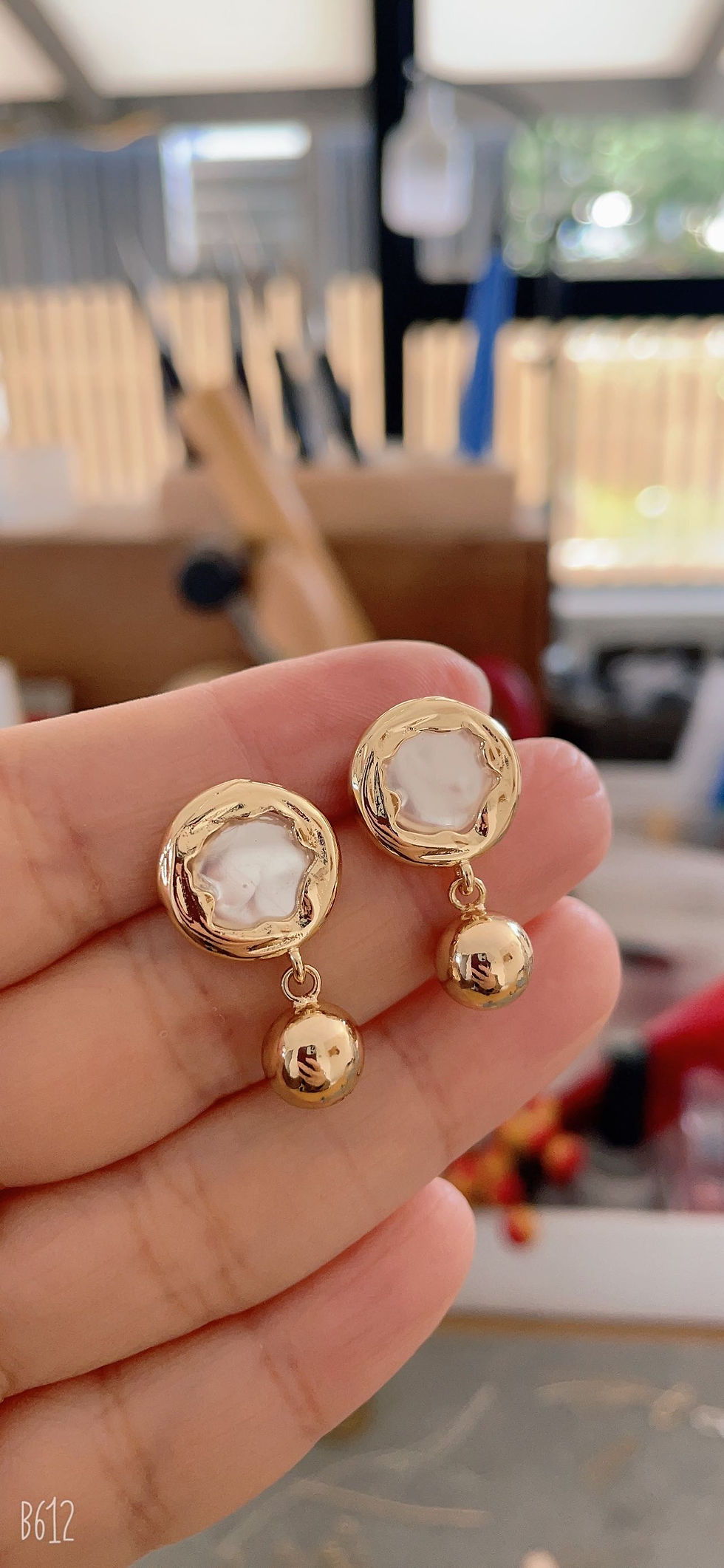 Thumbnail: 14K Gold Plated Ball and Fritillary Earrings,  Gift Idea